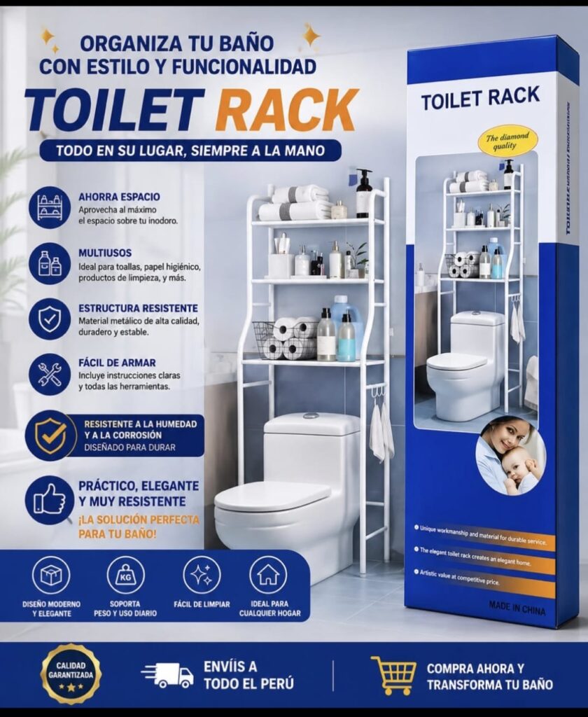 Organizador de baño de metal.