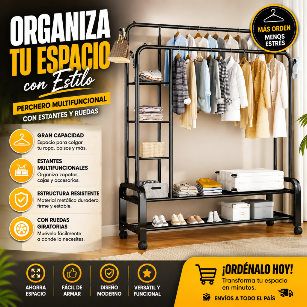 Colgador doble con repisa