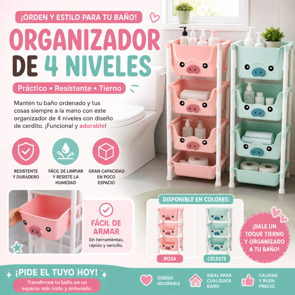 Organizador Chanchito 4 niveles.