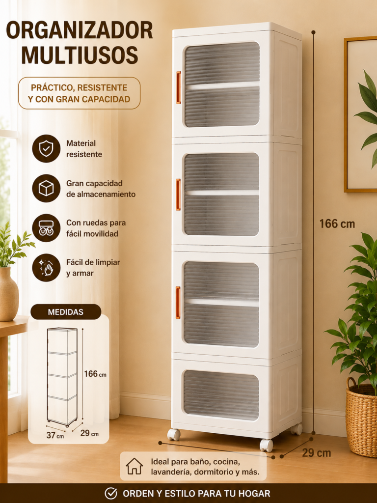 Organizador Multiusos de 4 Niveles / 37 × 29 × 166 cm
