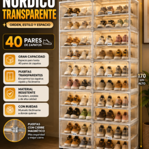 Zapatera Nórdico Transparente de 40 Pares | 88×45×170 cm